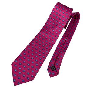Lancetti Necktie Elephant Print Silk Pink Made in Italy Men's‎ Designer Tie